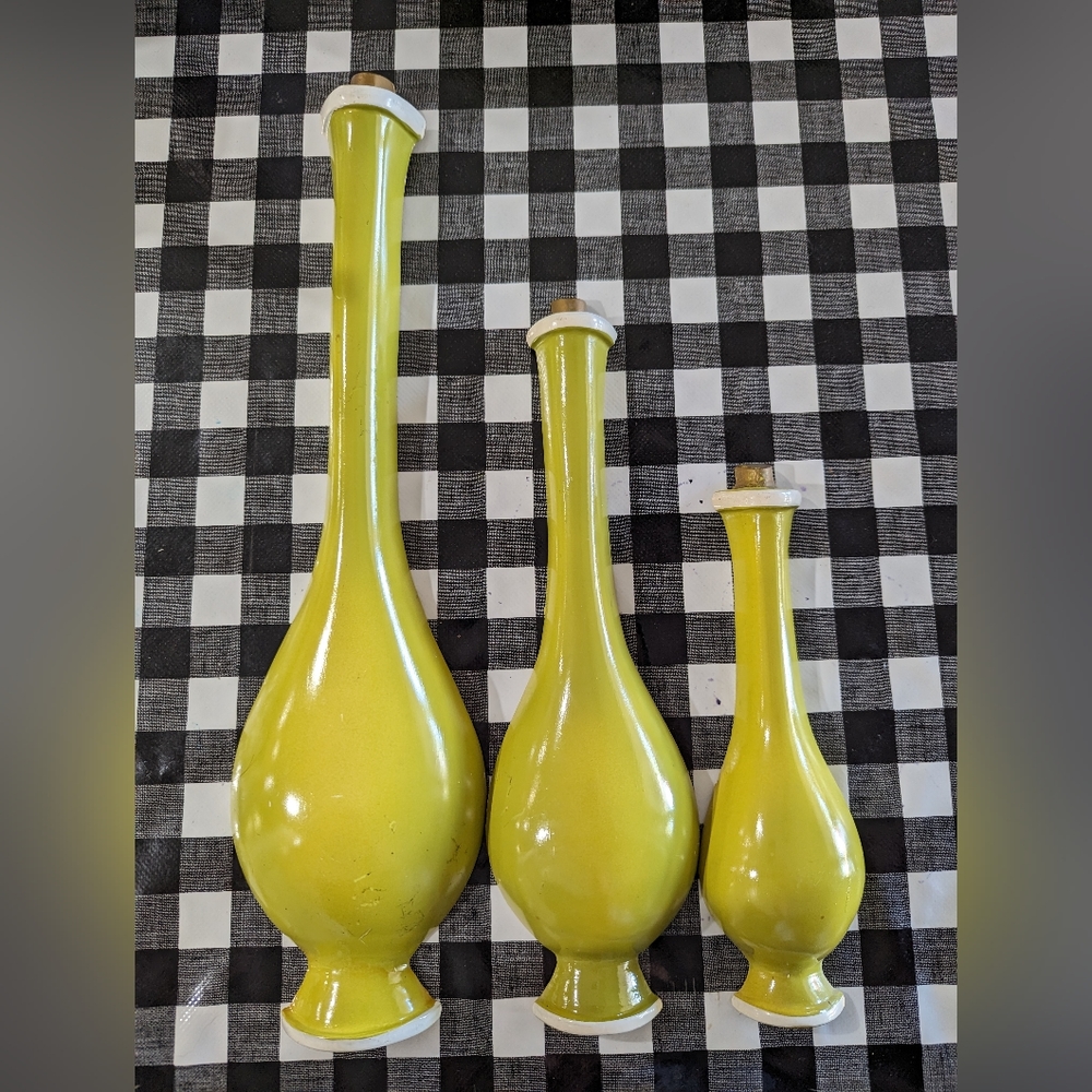 Vintage mid century Mod retro Green bottle plaques